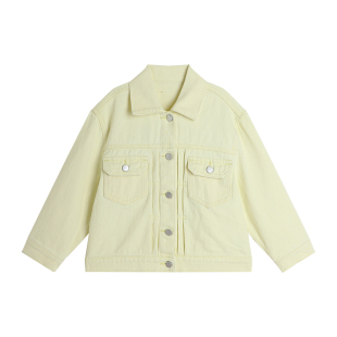 布丁哈鲁童装春装女童洋气上衣2026春秋新款儿童百搭黄色牛仔外套