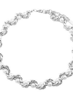 原创蛇系叠戴颈链珍珠古巴项链潮牌设计感choker缠绕锁骨链潮