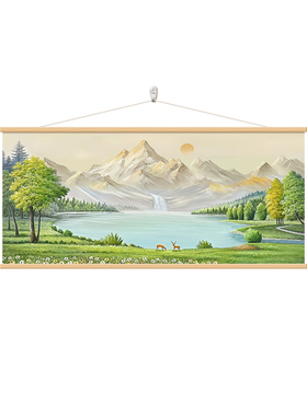 日照金山客厅挂画山水画流水生财