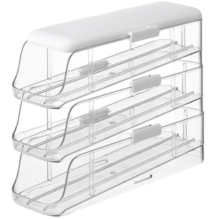 懒角落鸡蛋收纳盒滚动式冰箱整理食品级鸡蛋架保鲜盒侧门多层蛋托