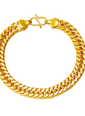 爆款双扣光面扁越南沙金手链 男女情侣款铜镀金NK罗马手饰