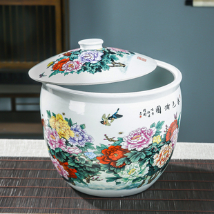 米桶储米箱密封罐家用防虫收纳米罐10kg20斤30 高档陶瓷米缸带盖装