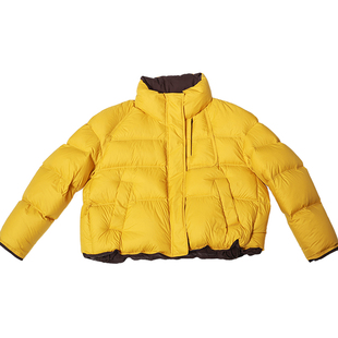 oo&vv立领短款羽绒服女25冬新款黄色面包服加厚保暖鸭绒短款外套