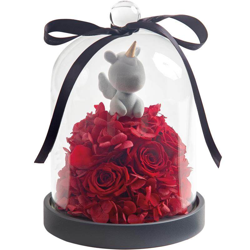 SEEROSE永生花独角兽保鲜玫瑰花送女生朋友老婆情人节生日礼物