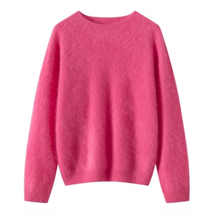 25秋冬新款高端一线成型圆领拉绒100%纯山羊绒衫女宽松针织衫毛衣