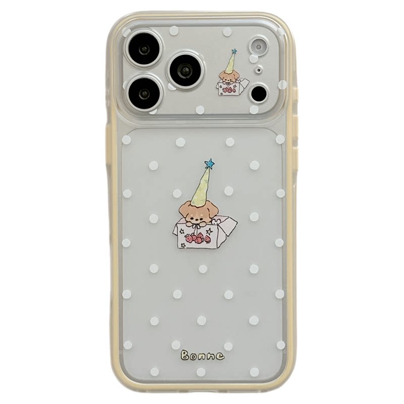 MoreRex ins可爱简约波点帽子小狗适用苹果18手机壳iphone17promax新款18pro二合一15全包防摔保护套14女款16