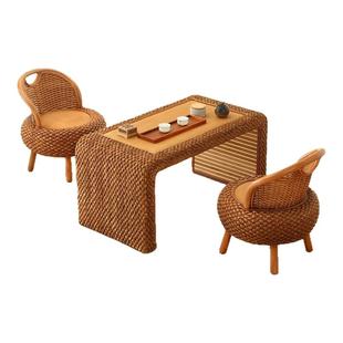 藤编榻榻米茶几地台中式禅意茶桌组合飘窗阳台矮桌炕桌塌塌米桌子