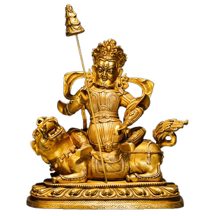 欧斯特财宝天王铜像摆件12寸家居客厅铜鎏金雕花复古做旧铜器雕像
