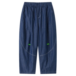 漫画家【口袋笑脸裤】夏季薄款不褪色牛仔笑脸气球裤牛仔长裤夏