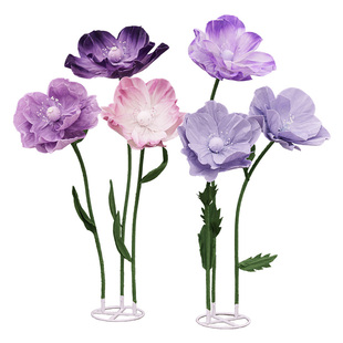 巨型纸艺花手工褶皱纸花紫色虞美人婚礼大型场景婚庆装饰仿真花艺