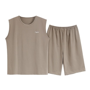 浪莎睡衣男士夏季夏款冰丝凉感背心无袖家居服男款薄款冰丝套装