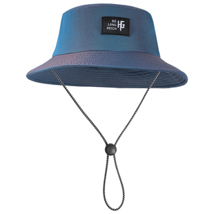 镭射炫彩帽子男夏款潮流户外防晒鱼夫女帽渔夫帽设计感小众盆帽