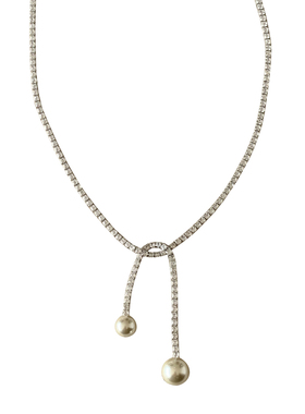 nicedream优雅锆石打结珍珠项链