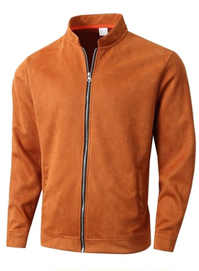 2025秋冬欧美男士纯色立领修身夹克大码商务休闲外套Men's jacket