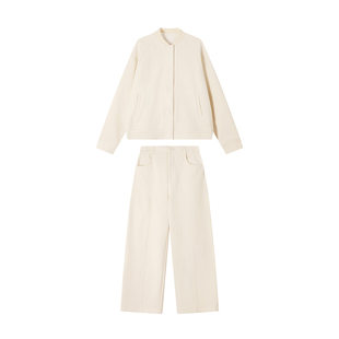 吴童童 加厚插肩长袖棒球服外套女春季韩系宽松保暖开衫长裤套装