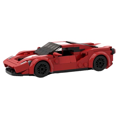 法拉利低趴6格跑车moc拼装积木