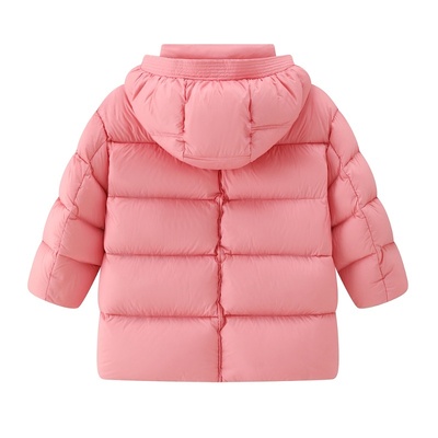 ei童装女童中长款连帽羽绒服