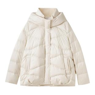 水云间高克重龟背鹅绒服女立领连帽羽绒服外套防风保暖2025冬新款