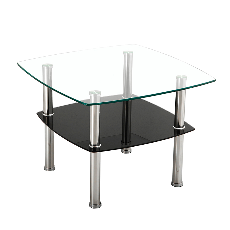 简约现代钢化玻璃小茶几正方形双层特价加高沙发边茶几桌子不锈钢