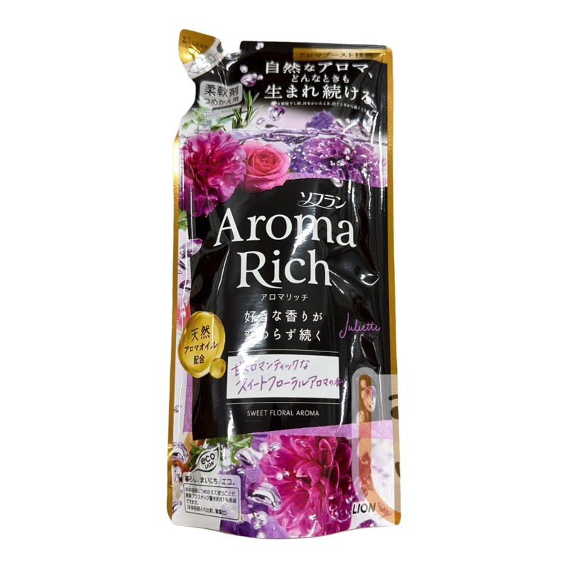 狮王Soflan Aroma Rich香氛柔顺剂补充装380ml浪漫花香黑色天然版