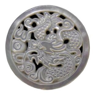 白黑黄蝶贝圆龙凤牌禁步牌子压襟汉服*花影梦发簪发饰头饰DIY配件