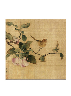 林椿枇杷山鸟图宋氏美学花鸟工笔画芯国画背景墙贴门窗自粘贴纸画