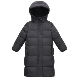 新款羽绒服黑色金加厚儿童羽绒过膝长款男女童亲子装冬季保暖外套