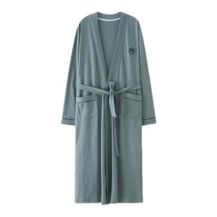 芬腾可安男士睡袍春秋季浴袍四季通用和服长袖纯棉睡衣男2025新款