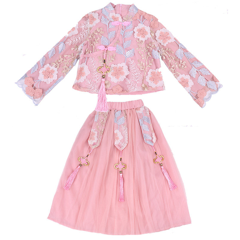 中国风唐装冬加绒加厚儿童古装秋冬装女孩加绒蓬蓬裙汉服唐装棉袄