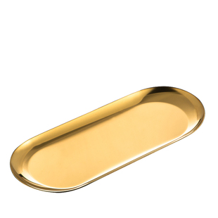北欧ins不锈钢椭圆盘创意餐厅甜品碟饰品收纳托盘韩式料理金色盘
