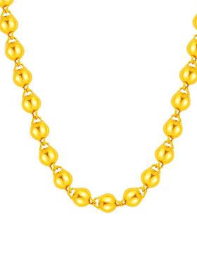 金包银黄金项链男女光珠项链999足金包足银光面转运珠圆珠项链