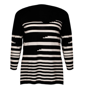 美丽客栈手风琴毛衣秋撞色大码女装遮肉显瘦扬子纱羊毛条纹打底衫