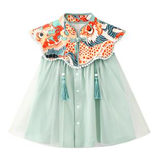 龙喜年一周岁女宝礼服中式国风公主抓周百天百日宴衣服喜庆裙子夏