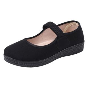 老北京布鞋女老人黑布鞋宽松中老年上班秋新款软底防滑酒店工作鞋