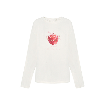 原创手绘苹果+手工五瓣花亮片T恤