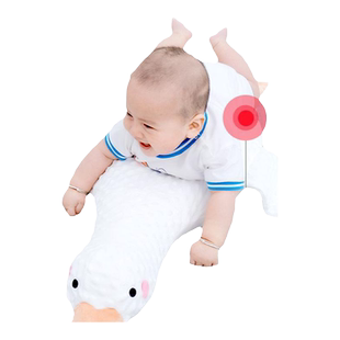 二月闹大白鹅安抚枕新生婴儿排气睡觉神器宝宝胀气趴惊跳飞机抱枕