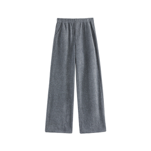 【商场同款】X--MOOM2024冬季新款松紧腰摇粒绒直筒显瘦休闲裤女