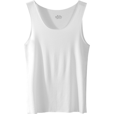 花花公子纯白色男士背心莫代尔打底内穿无痕跨栏汗衫健身冰丝吊带