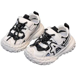 婧麒儿童鞋子2026夏季新款男童透气网面运动鞋包头女童软底老爹鞋