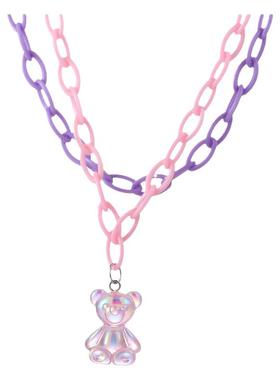 亚克力小熊项链双层叠戴锁骨链