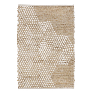 km地毯 进口手工编织水洗北欧简约乡村田园黄麻地毯家用露台客厅