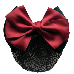 韩款中国红蝴蝶结职业头花女细网兜银行空姐护士电信酒店盘发饰品