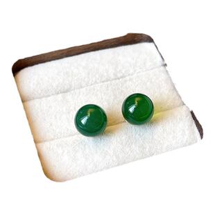 祖母绿耳钉女2024年新款爆款气质耳环高级感养耳洞耳饰925纯银针