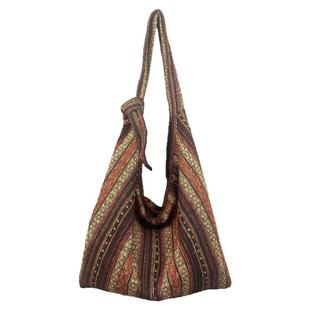 UR复古民族风双肩帆布包女2025新款腋下托特包旅游单肩斜挎流浪包