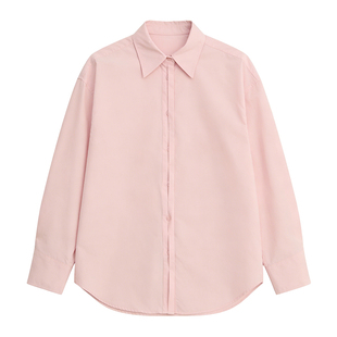 DPLAY粉色翻领衬衫2026年新款宽松气质正肩通勤简约流行上衣