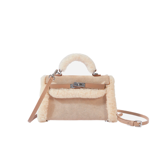 Ozlana澳洲新款时尚百搭翻毛羊皮毛毛女包凯莉包Kelly包国内现货