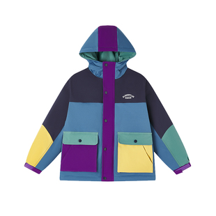 MQD童装男童三防羽绒服户外多巴胺对口袋设计极寒外套儿童防寒服