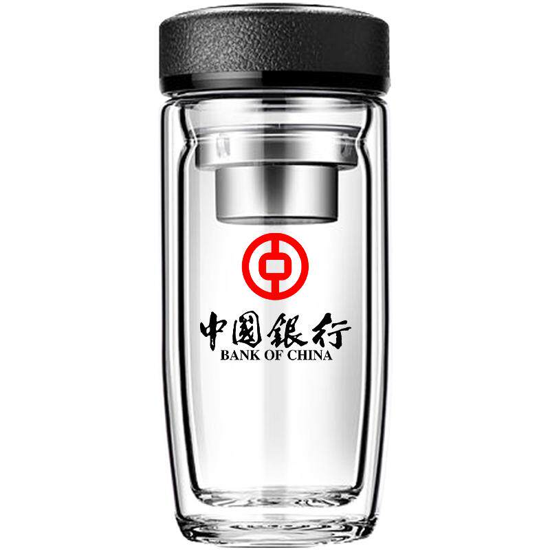 双层玻璃水杯定制LOGO大容量隔热泡茶杯开业活动礼品广告杯子印字