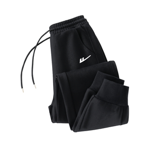 回力黑色加绒运动裤女2026新款秋冬季小个子高腰束脚宽松休闲卫裤