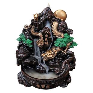 八方来财聚宝盆摆件倒流香炉檀香流云香炉倒流香粒炉树脂复古香炉